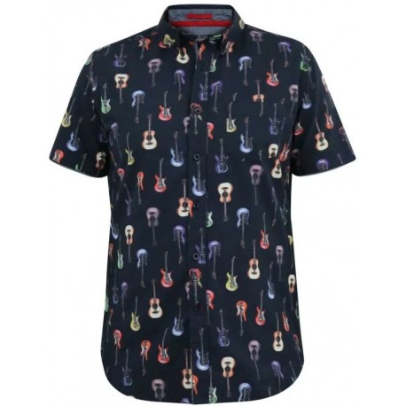 Pánská letní košile "havajka" s krátkým rukávem (vzor ibišek) - v nadměrné velikosti