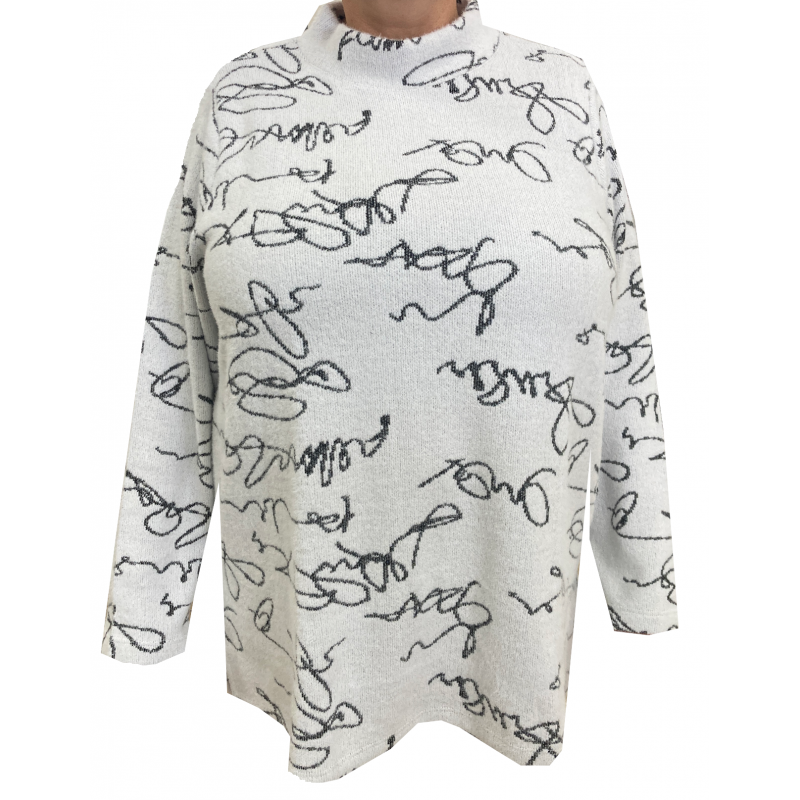 Dámský svetřík s nízkým stojáčkem - v nadměrné velikosti