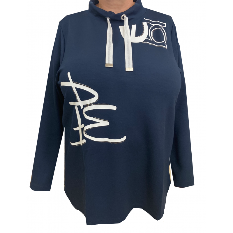 Dámská mikina/svetřík se stojáčkem a ozdobnými detaily - v nadměrné velikosti