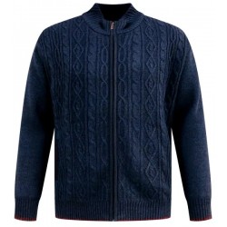 Vyteplený svetr na zip (tm. modrý melír) - v nadměrné velikosti