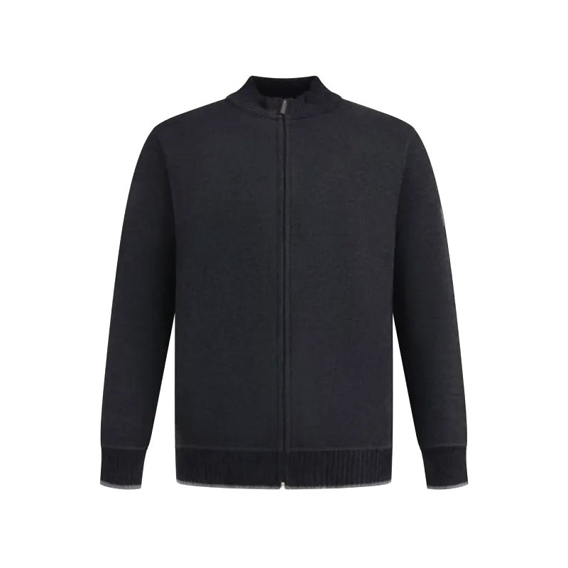 Vyteplený žinilkový svetr na zip (černý) - v nadměrné velikosti