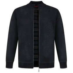 Vyteplený žinilkový svetr na zip (černý) - v nadměrné velikosti