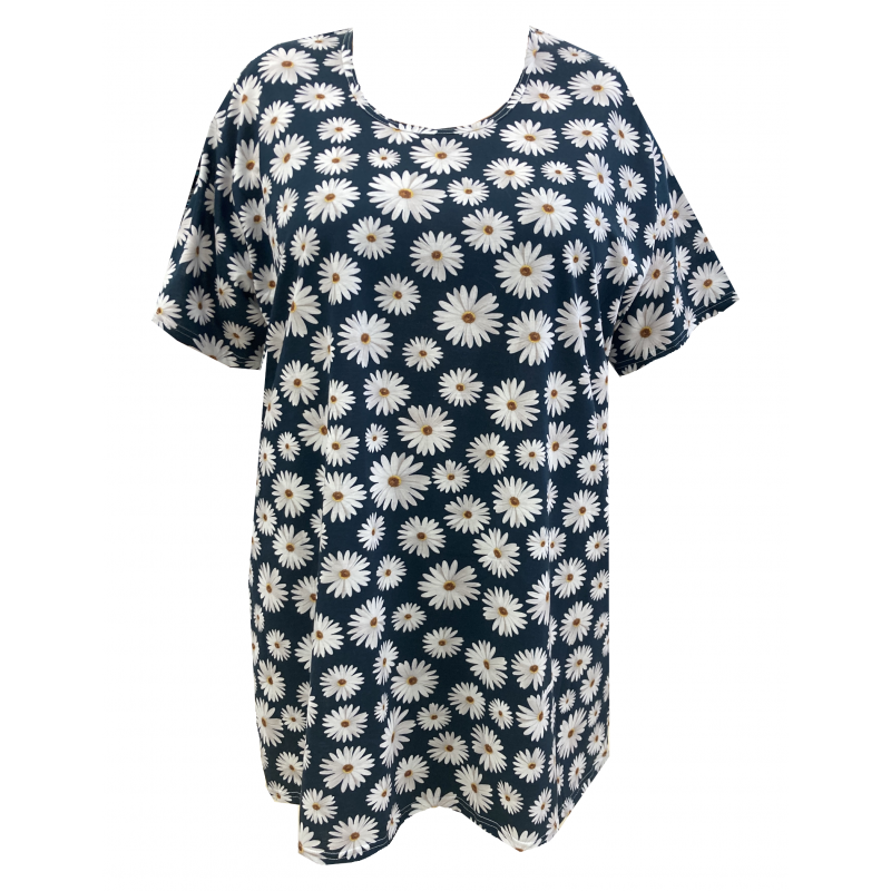 Tunika bavlněná / maxitriko (kopretiny) - v nadměrné velikosti