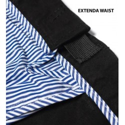 Kalhoty plátěné STRETCH s elastickým pasem (černé) - v nadměrné velikosti