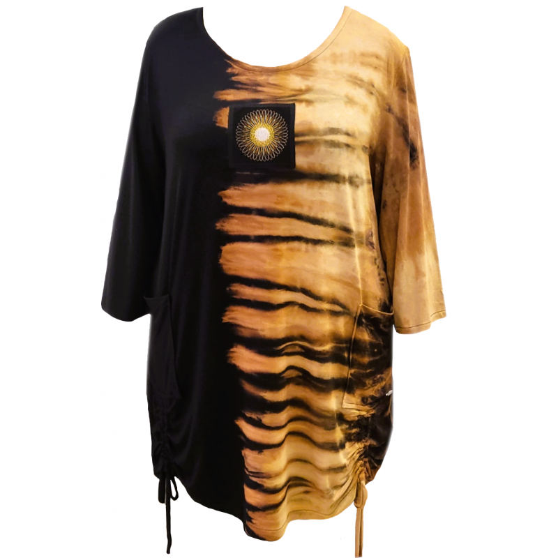 Tunika s dlouhým rukávem Batika - vertik (originální ruční práce)  - v nadměrné velikosti