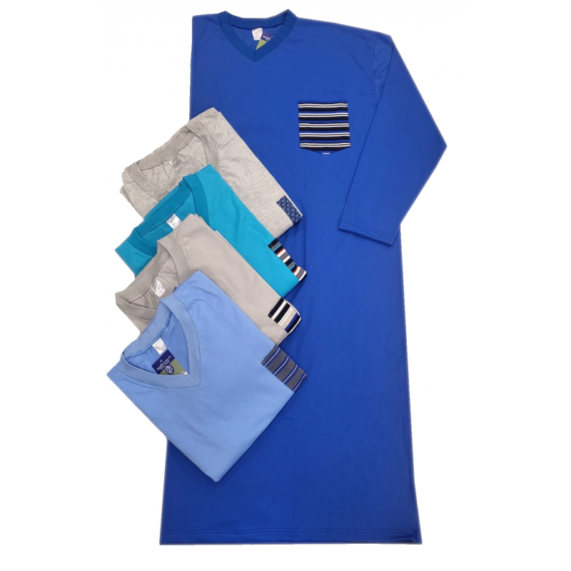 Pánská noční košile s dlouhým rukávem (jednobarevná) - v nadměrné velikosti