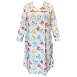 Dámská bavlněná noční košile s dlouhým rukávem a sedlem - v nadměrné velikosti