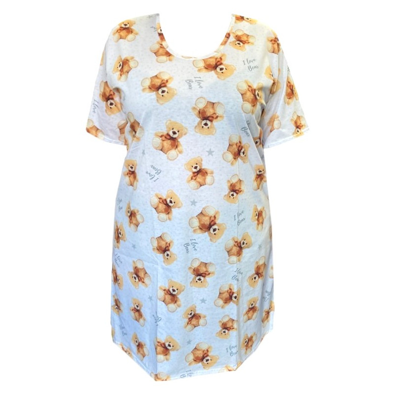 Bavlněná noční košile (kratší střih) medvídek - v nadměrné velikosti