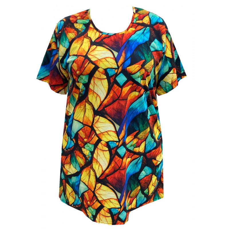 Tunika bavlněná s kapsami / maxitriko (žlutá/tyrkys) - v nadměrné velikosti