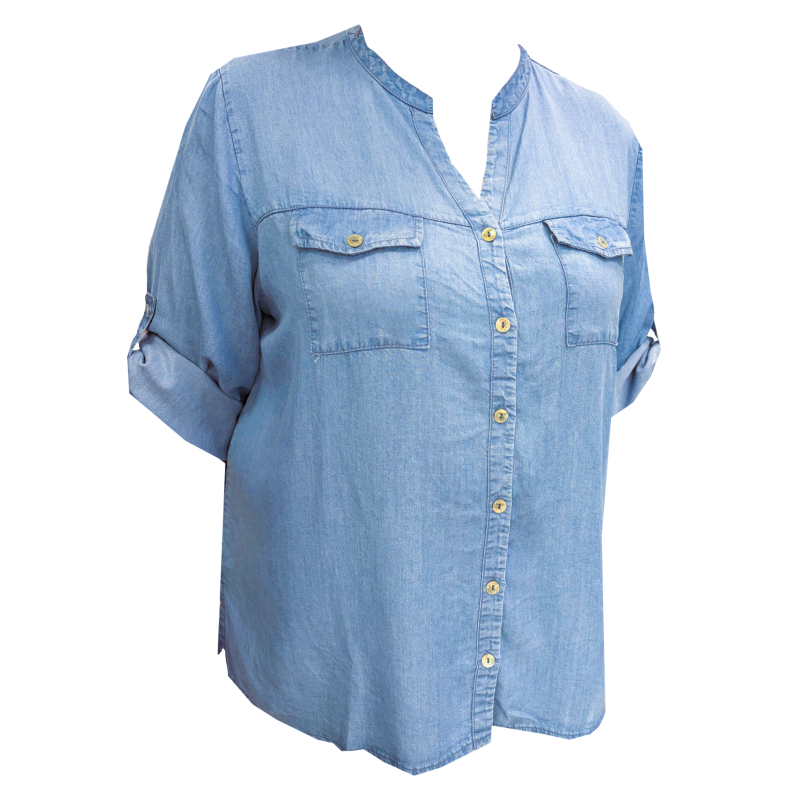 Dámská propínací halenka - košile 3/4 rukávek /lyocel/ - v nadměrné velikosti