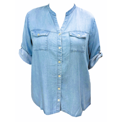 Dámská propínací halenka - košile 3/4 rukávek /lyocel/ - v nadměrné velikosti