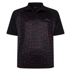 Funkční tričko s límečkem Performance (Black-Red) - v nadměrné velikosti