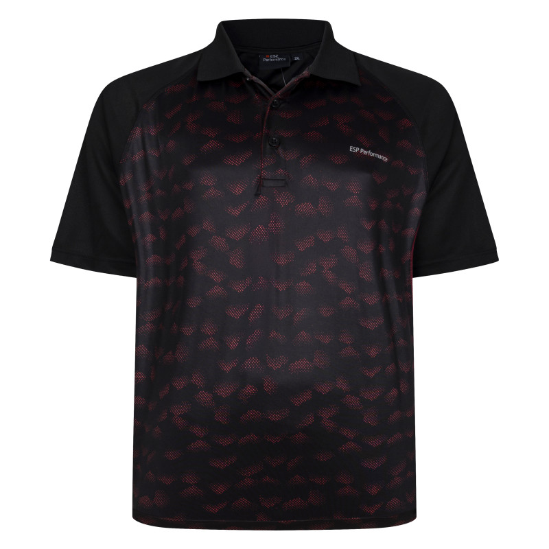 Funkční tričko s límečkem Performance (Black-Red) - v nadměrné velikosti