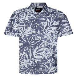 Pánská letní košile "havajka" s krátkým rukávem (Leaf print) - v nadměrné velikosti