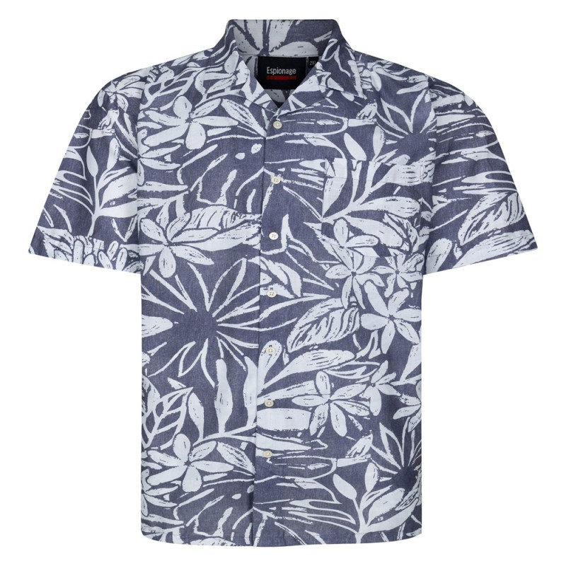 Pánská letní košile "havajka" s krátkým rukávem (Leaf print) - v nadměrné velikosti