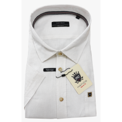 Pánská letní košile (LEN/BAVLNA) s krátkým rukávem - v nadměrné velikosti