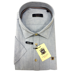 Pánská letní košile (LEN/BAVLNA) s krátkým rukávem - v nadměrné velikosti