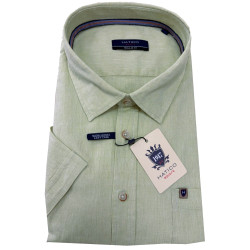 Pánská letní košile (LEN/BAVLNA) s krátkým rukávem - v nadměrné velikosti